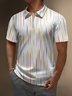 Stripes Zip Short Sleeve Casual Polo Shirt