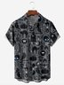 Halloween Cat Chest Pocket Short Sleeve Casual Shirt
