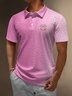 Fruit Pineapple Pink Leopard Button Short Sleeve Vacation Polo Shirt