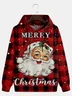 Ugly Plaid Santa Claus Hoodie Sweatshirt