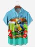 Gradient Parrot Chest Pocket Short Sleeve Hawaiian Shirt