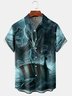 Mens Dragon Print Front Buttons Soft Breathable Chest Pocket Casual Hawaiian Shirts