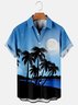 Men's Coconut Tree Print Casual Breathable Short Sleeve Hawaiian Shirt